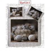 Parure Copripiumino Matrimoniale Stampa Digitale Happidea Gomitoli Gattini