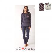 Pigiama Donna Lovable Interlock Caldo Cotone Serafino 09L0BLN