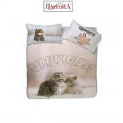 Parure Copripiumino Piazza e Mezza Stampa Digitale Happidea Happiness Gatti