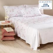 Lenzuola Flanella Matrimoniale Caleffi Flores Rosa In Puro Cotone
