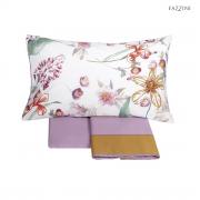 Lenzuola Fazzini Ricamo Malva Matrimoniale Percalle Puro Cotone Made Italy