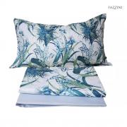 Lenzuola Fazzini Ibiscus Azzurro Matrimoniale In Cotone Lenzuolo Copriletto